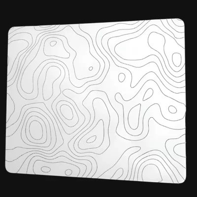 Tapis de souris en verre trempé blanc avec motif topographique et base antidérapante